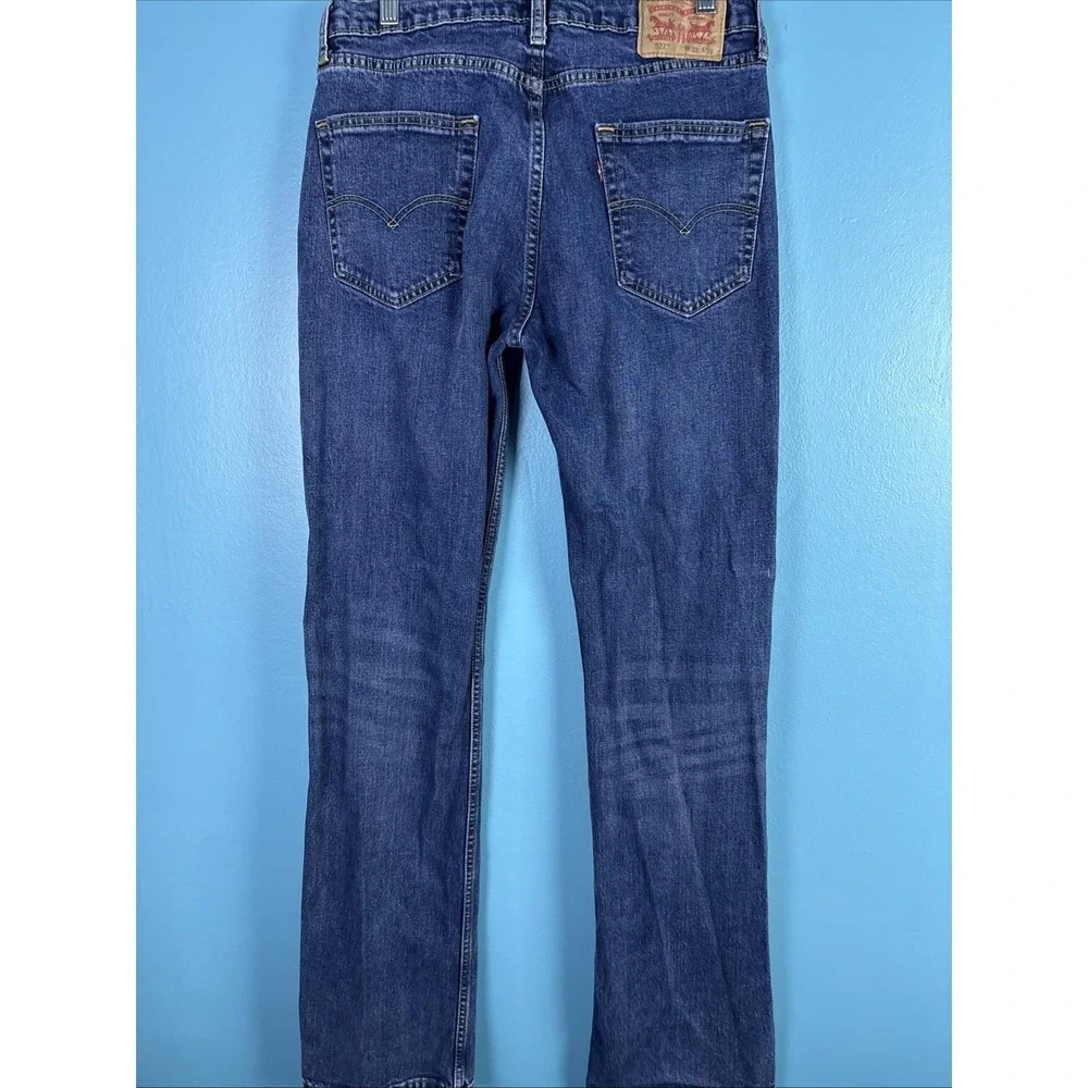 Levis Jeans Mens 32x36 Blue 527 Bootcut Western Cowboy Denim Dark Cotton